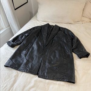 Vintage Black Leather Coat